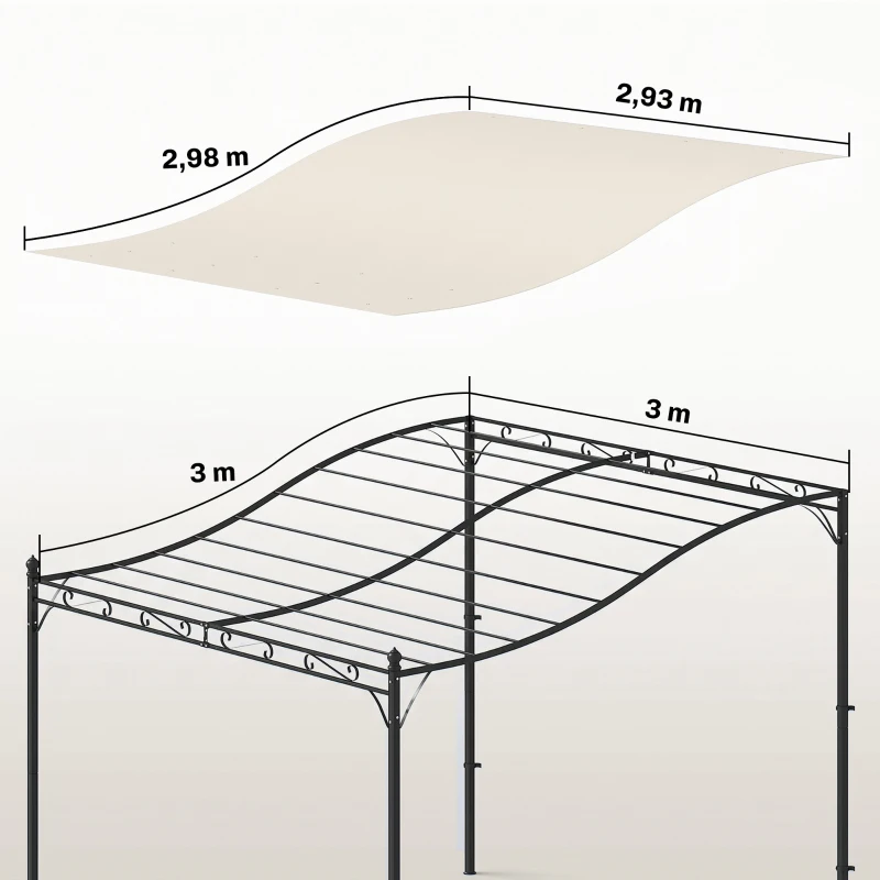 Outsunny Ersatzdach für Pergola Sonnensegel für Terrassenüberdachung Ersatz-Dachplane für 3 x 3 m Pavillon 298x293 cm Cremeweiß