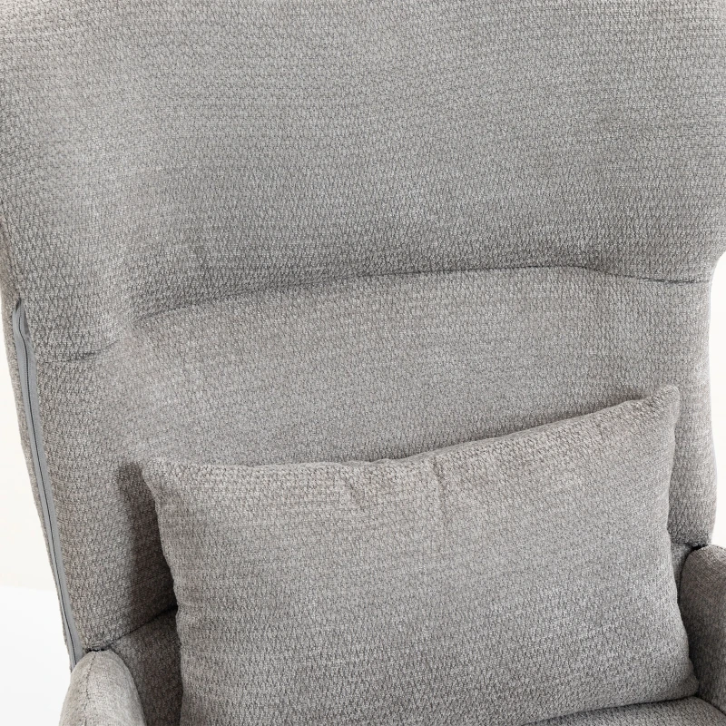 HOMCOM 360° draaibare loungestoel met voetenbank, in hoogte verstelbaar, chenille bekleding, met lendekussen, crèmewit