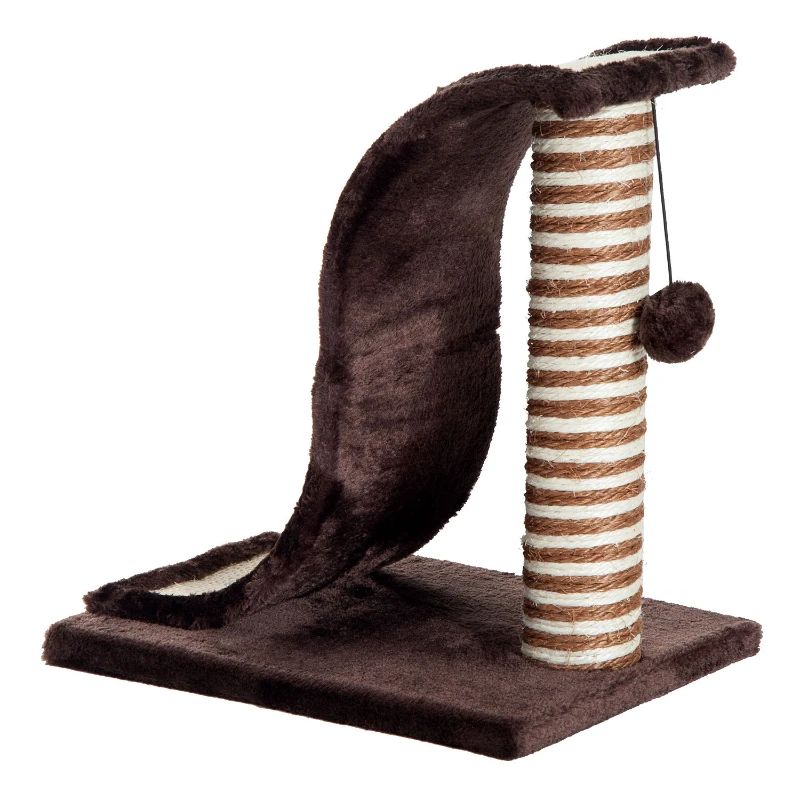 PawHut PawHut Árbol Rascador para Gatos tipo Centro de Juegos con Poste de Sisal Natural y Pelota para Jugar y Arañar 35x30x39cm Color Marrón