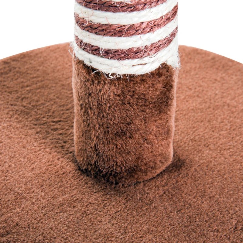 PawHut Poste Rascador para Gato Rascador Árbol para Arañar 3 Bolas de Juego Cubierta de Felpa Sisal Natural 34x34x42cm Marrón