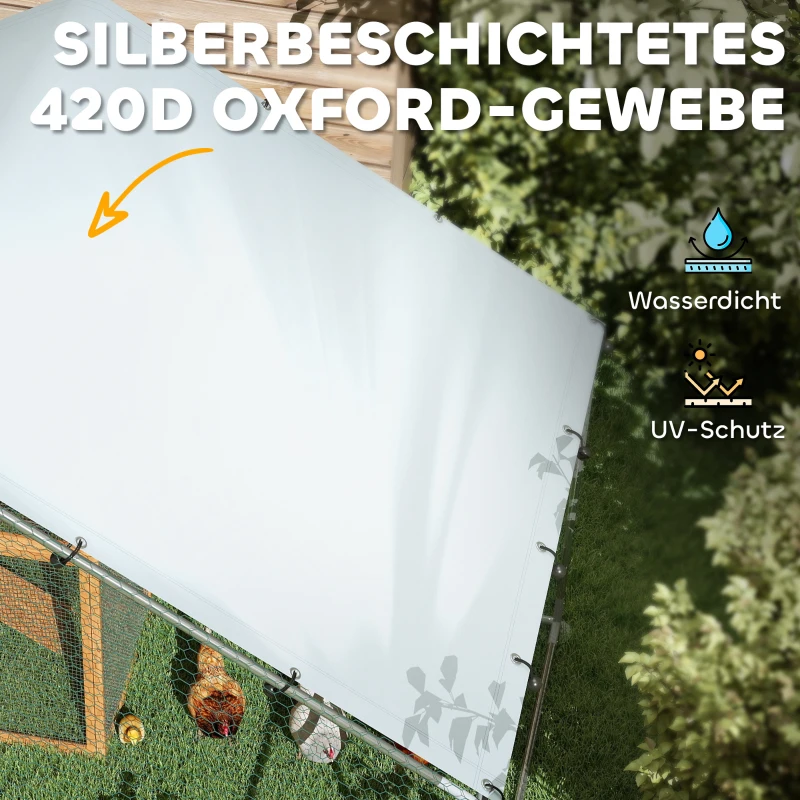 PawHut Kippenverblijf, groot metalen kippenverblijf met water- en UV-bestendige afdekking, kooi voor 10-15 kippen, 3 x 3,4 x 1,9 m