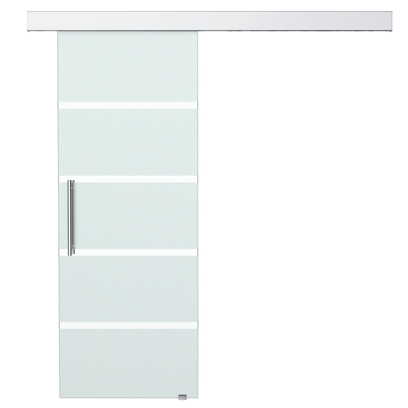 HOMCOM Puerta Corredera de Cristal 77,5x205 cm Puerta Corrediza Deslizante con Riel de Cristal de Seguridad Translúcido