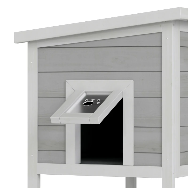 PawHut Outdoor Cat House, Insulated Cat Shelter with Insulated Liner, Waterproof Asphalt Roof, Escape Door, Opening Top