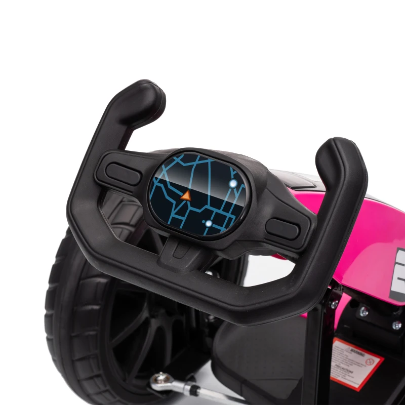 AIYAPLAY 12V Electric Go Kart for Kids with Dual Motors, Adjustable Seat, Soft Start, LED Lights, EVA Wheels, for Age 3-6, Pink