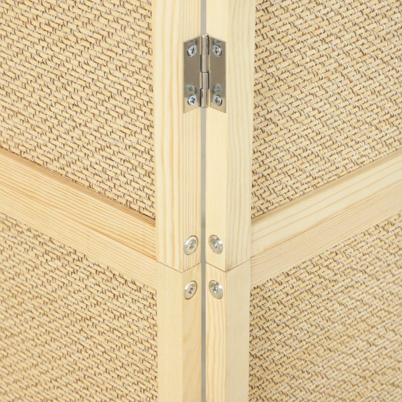 HOMCOM Biombo Interior em Bambu 4 Painéis 180x180cm, Separador de Ambiente Dobrável e Portátil, Estilo Boho, Madeira Natural