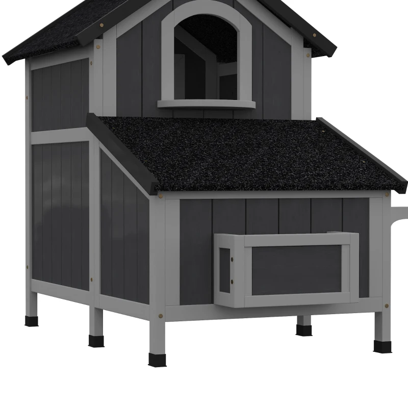 PawHut kattenhuis, dennenhout, kattenhuis, kattengrot, huisje voor kleine dieren, buiten(m-14)