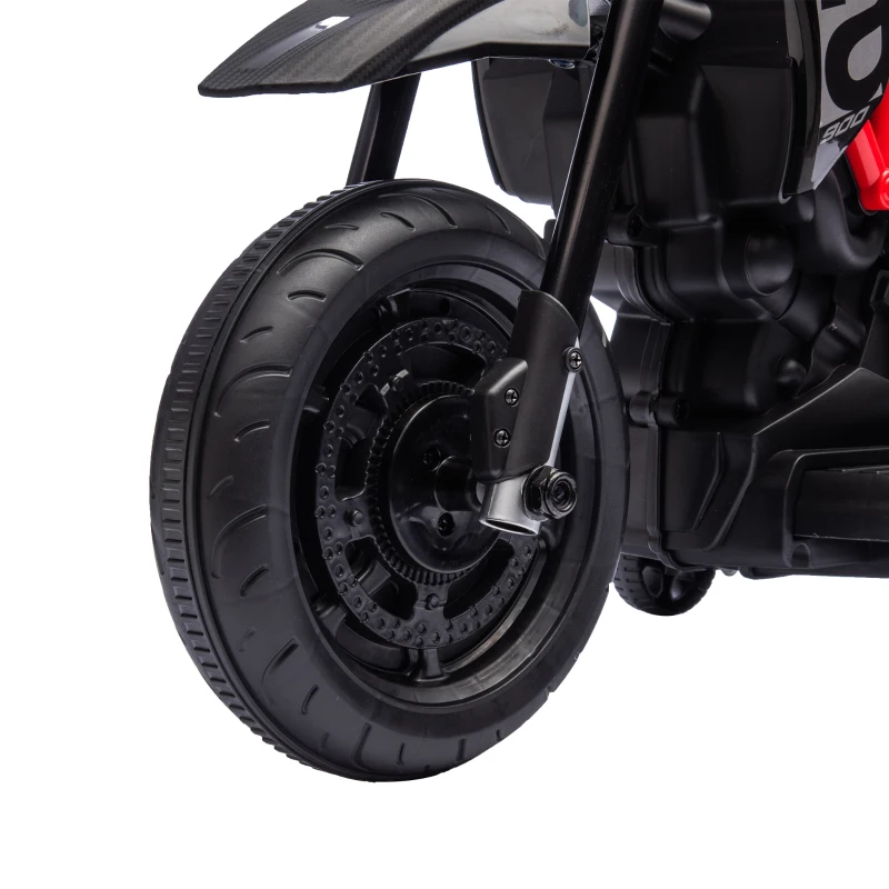 AIYAPLAY 6V Kids Electric Motorbike with Training Wheels, Headlight, Music, Horn for 80-110 cm Height, 18 Months-4 Years, Black