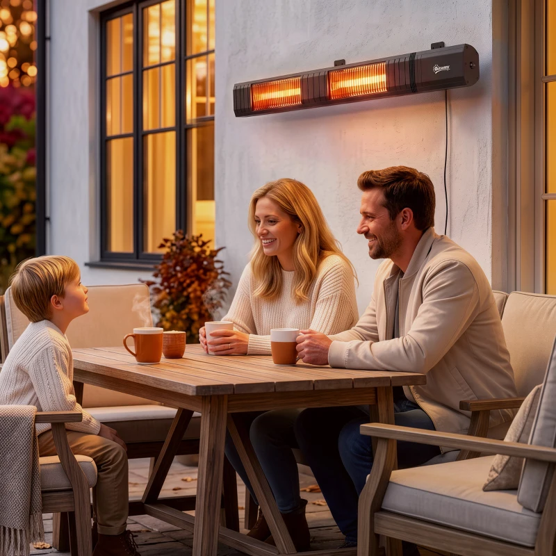 Outsunny 3000 W Electric Infrared Patio Heater, Wall Mounted IP65 Garden Heater with 9 Heat Settings, 24 H Timer, Black