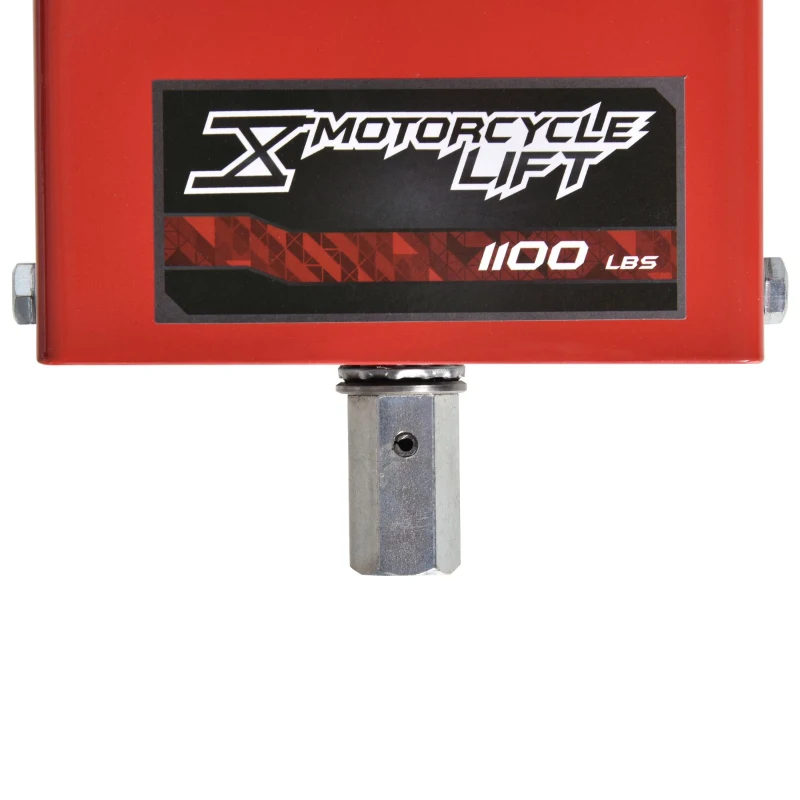 DURHAND Plataforma Elevadora para Motocicletas Carga Máxima 500 kg con Altura Ajustable de 19-53 cm Soporte de Moto para Aparcar o Reparar Taller Garaje Negro y Rojo