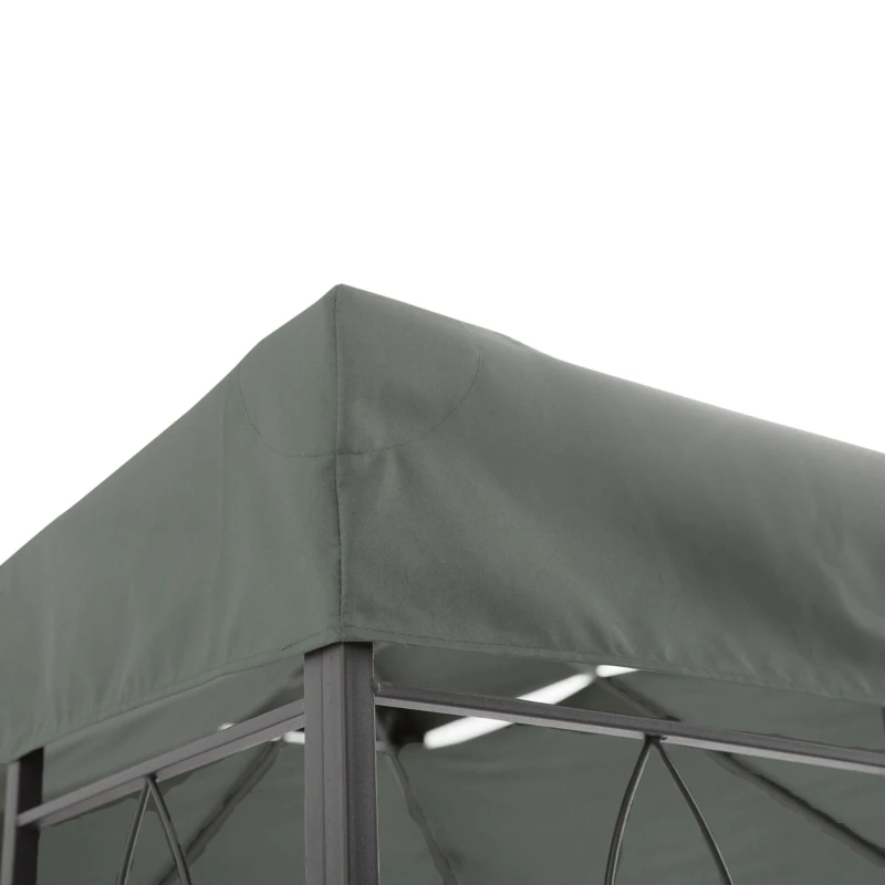 Outsunny Copertura per Gazebo 4x3 m a 2 Livelli in Poliestere con Cinghie e 10 Fori di Drenaggio, Grigio Scuro