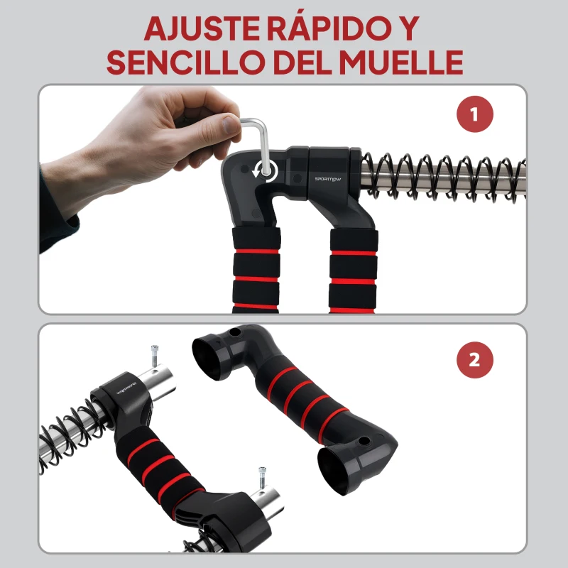 SPORTNOW Expansor de Pecho con Resistencia Ajustable de 10-50 kg para Desarrollo Muscular de Brazos 80x22x5 cm Negro