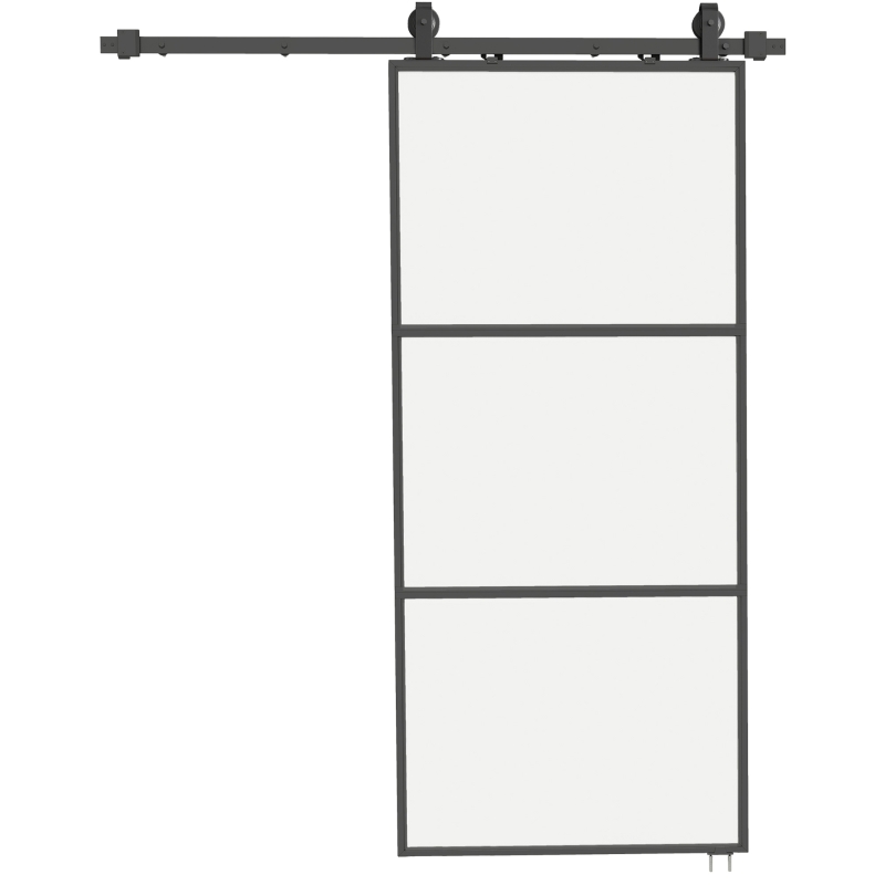HOMCOM Ușă Glisantă Exterioară pentru Perete 91.4x203.2cm In Sticlă Mată Per Bucătărie