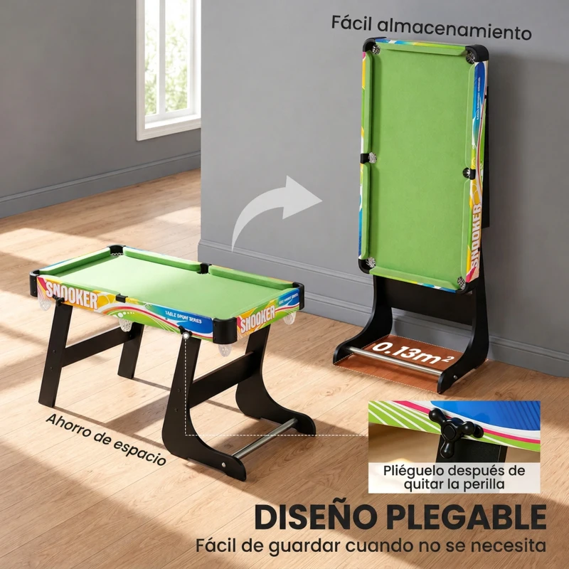 HOMCOM Mini Mesa Multijuegos Plegable 4 en 1 con Futbolín, Hockey, Billar y Ping-pong de Sobremesa 86,5x43,5x64 cm