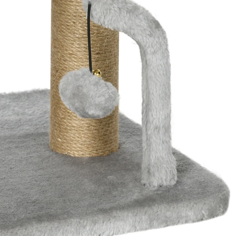 PawHut krabpaal, 42 cm kleine krabpaal met jute-krabpalen, platform, grijs
