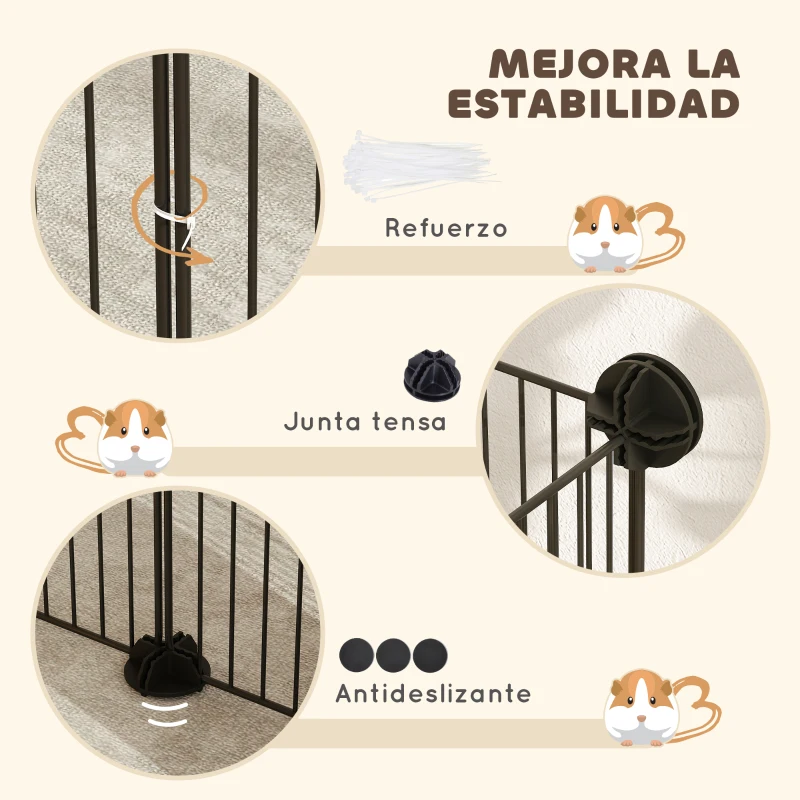 PawHut Parque Metálico para Animales Pequeños de 12 Paneles Desmontable Diseño DIY para Erizo 140x70x35 cm Negro