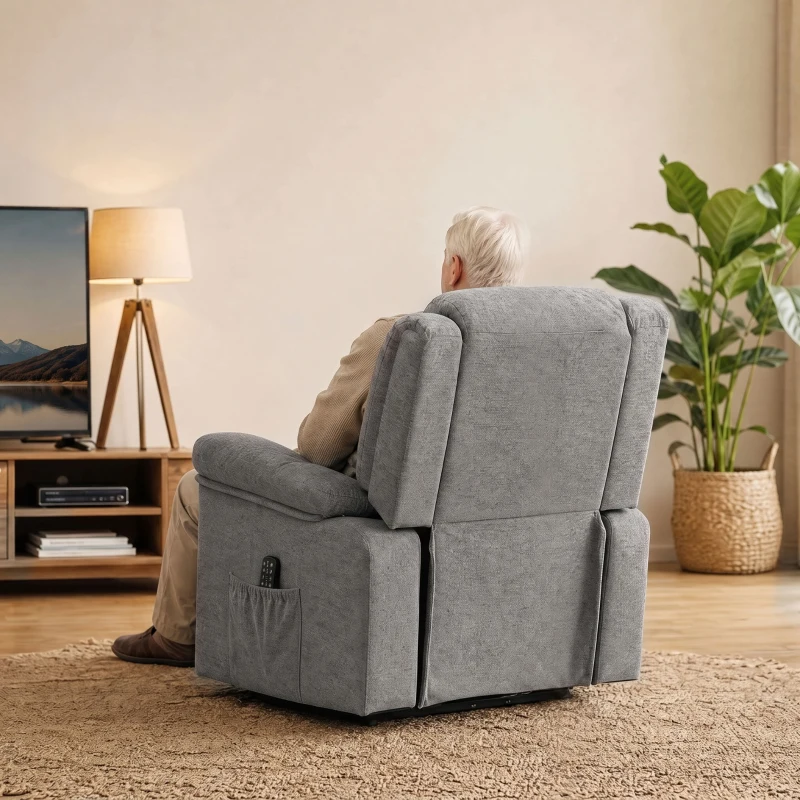 HOMCOM Oversized Riser Recliner Chair with Massage and Heat, Power Lift Recliner for Elderly with Wide Seat and Back, Grey