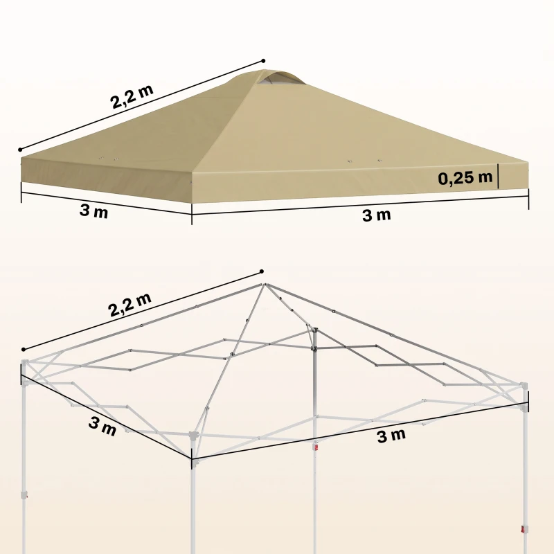 Outsunny Toile de Rechange pour Tonnelle 3 x 3 m UV50+ Imperméable avec 8 Trous de Drainage 3 x 3 m, crème