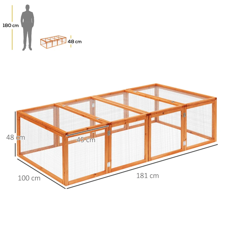 PawHut Hasenstall Kaninchenstall aus Holz Winterfest Kaninchenkäfig mit aufklappbar Dach 181x100x48 cm Kleintierstall Hasenkäfig für Kleintiere Kaninchen Meerschweinchen Indoor Outdoor Natur