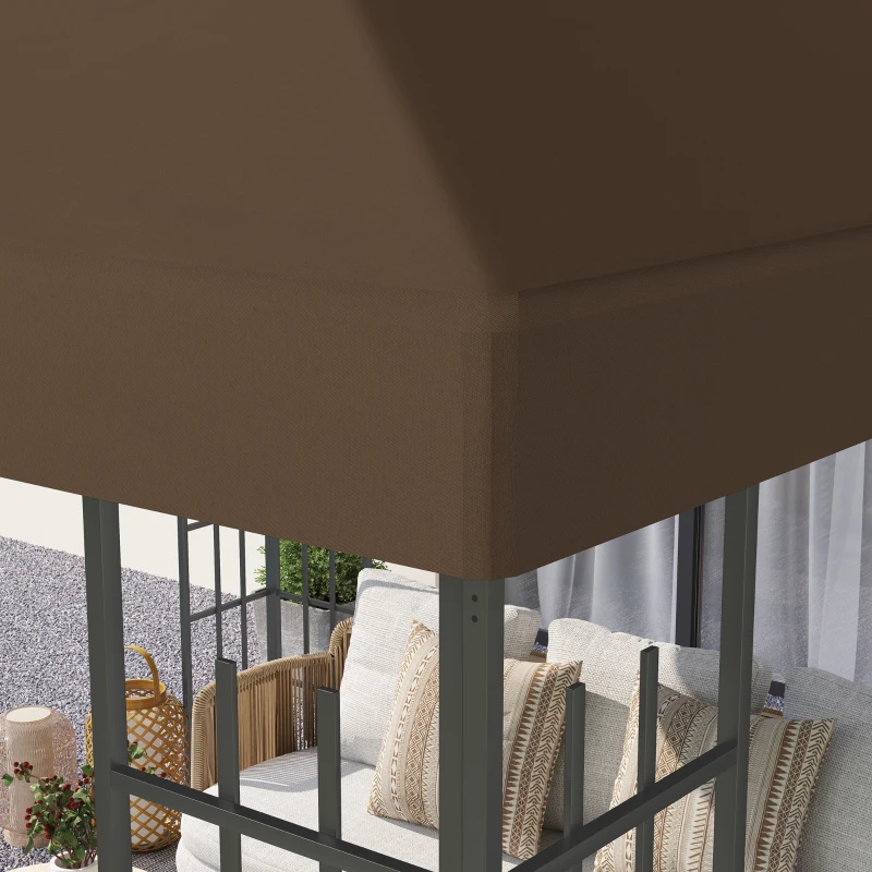 Outsunny Copertura per Gazebo da Giardino 3x3 m in Tessuto Oxford 600D con Fori di Drenaggio, Marrone