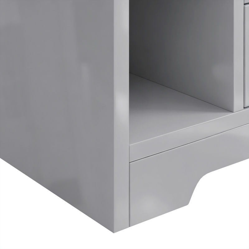 HOMCOM Bedside Table, Small Bedside Cabinet with 2 Drawers and Storage Shelves, Modern Nightstand for Bedroom, Grey
