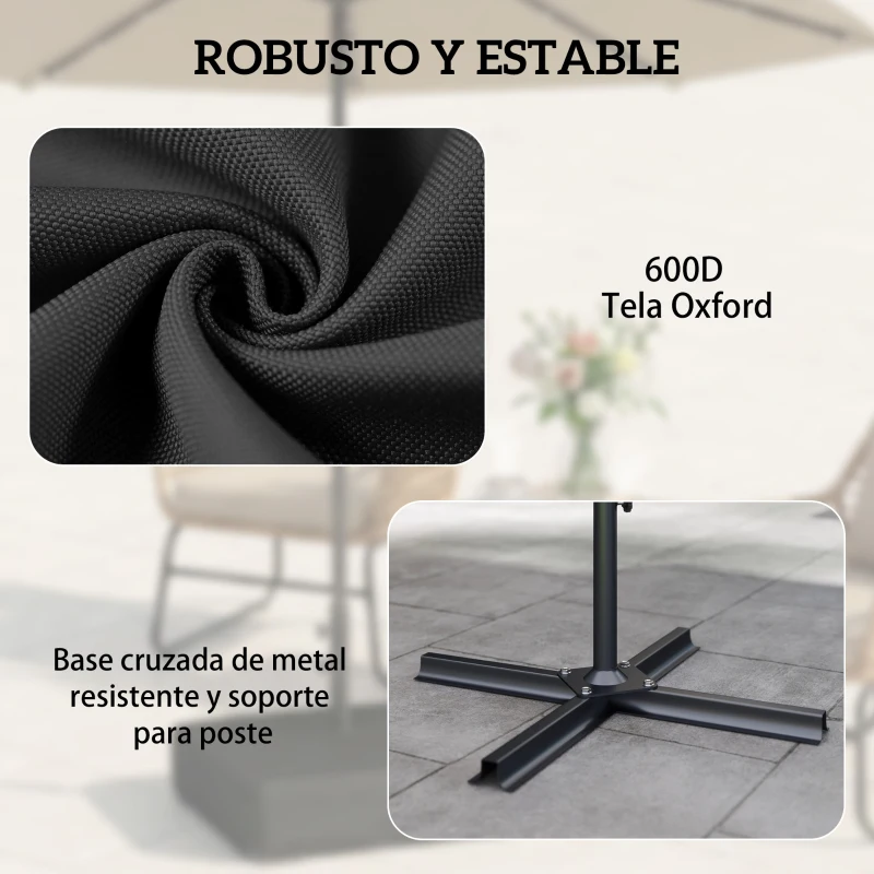 Outsunny Base para Sombrilla con Funda Bolsas de Arena Pie para Sombrilla Postes Ø48 mm Rellenable Arena 80kg Arena Húmeda 90 kg
