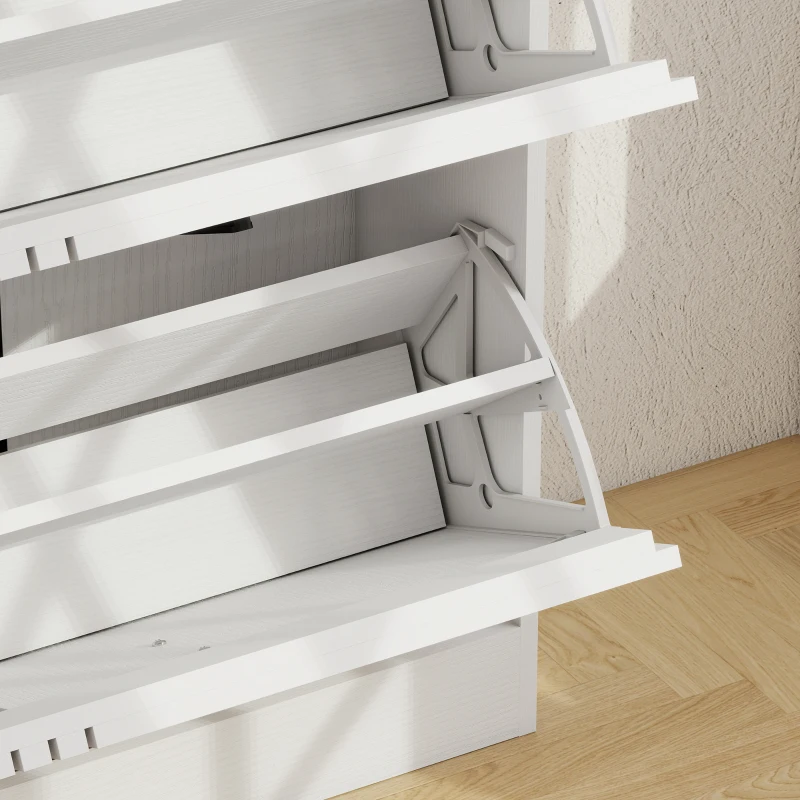 HOMCOM Schoenenkast met 3 kleppen en verstelbare planken, tot 18 paar, wit