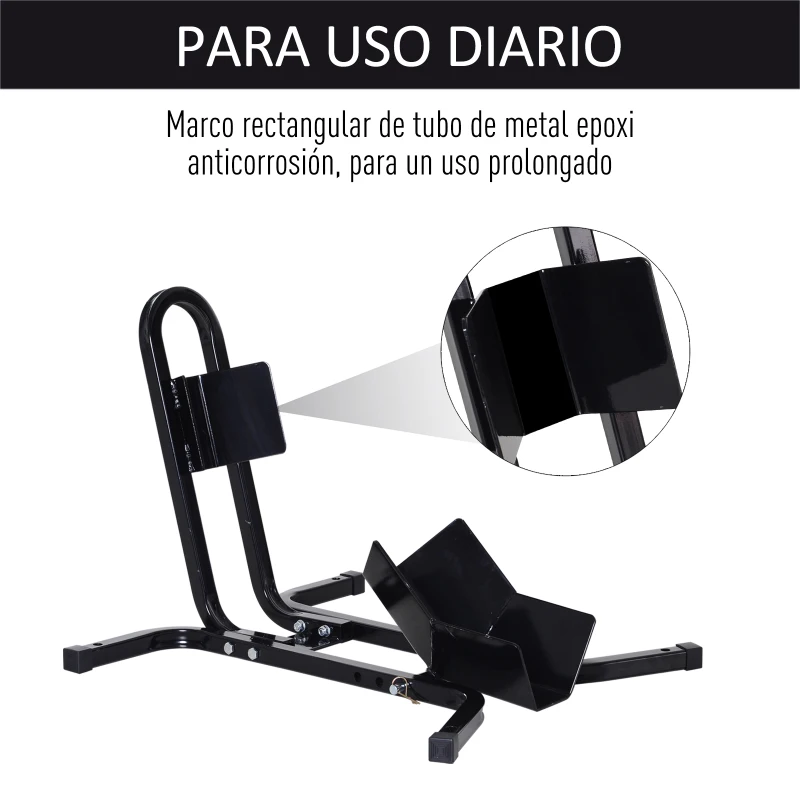 HOMCOM Caballete de Moto Delantera, Soporte para Rueda Delantera de Moto Ajustable en 3 Niveles de Metal Robusto, para Ruedas ∅43, 48, 53 cm, Negro