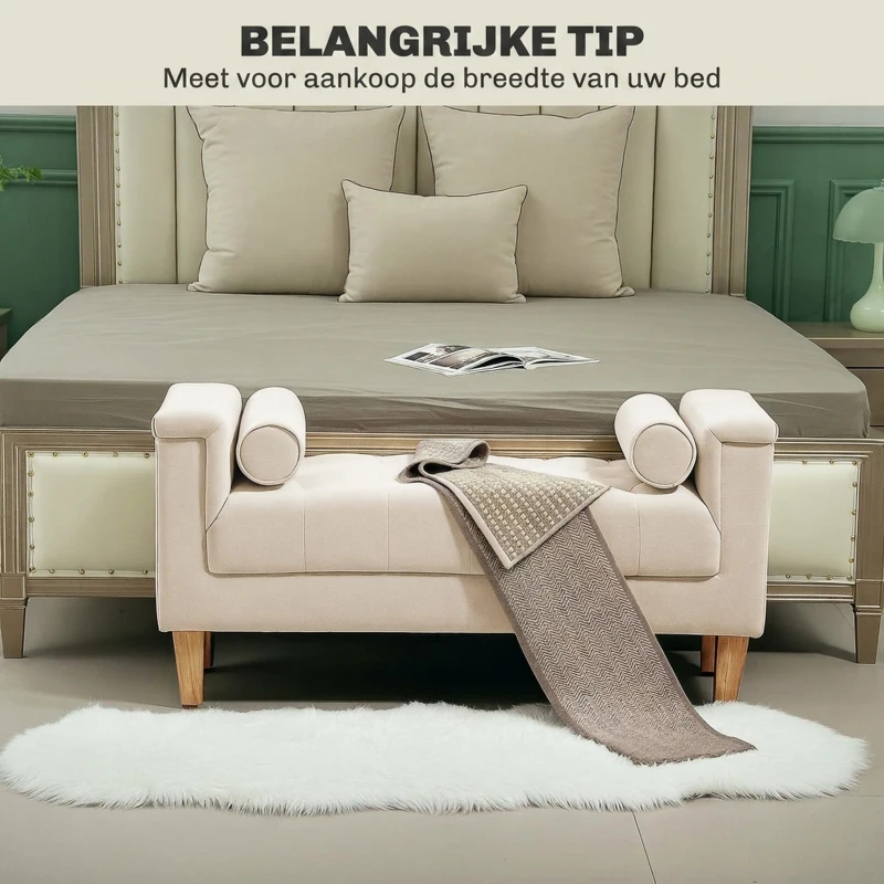 HOMCOM Gestoffeerde bank, vintage design, 2 kussens, chenille bekleding, 115 x 44 x 58 cm, Beige(m-7)
