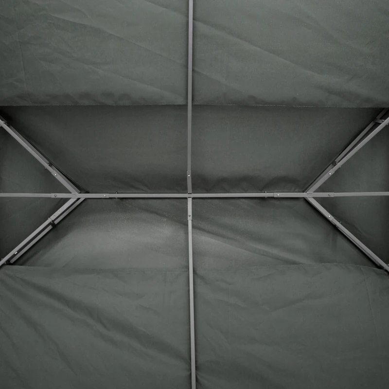 Outsunny Copertura per Gazebo 4x3 m a 2 Livelli in Poliestere con Cinghie e 10 Fori di Drenaggio, Grigio Scuro