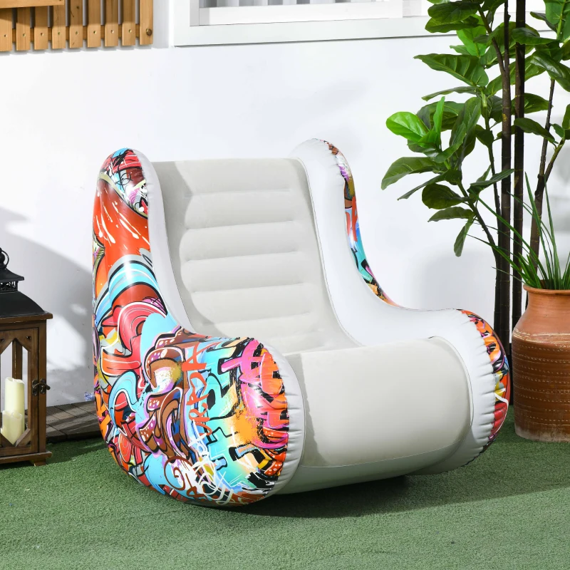 Outsunny Aufblasbarer Sitzsack, Schaukelfunktion, bequem, stichfest, bis 80 kg, 94x76x75cm