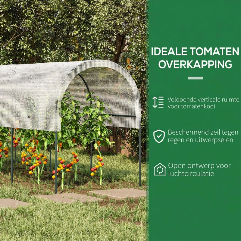 Outsunny Buitenzonnige tomatenkas, winddicht foliekas tomatenhuis staal(m-4)