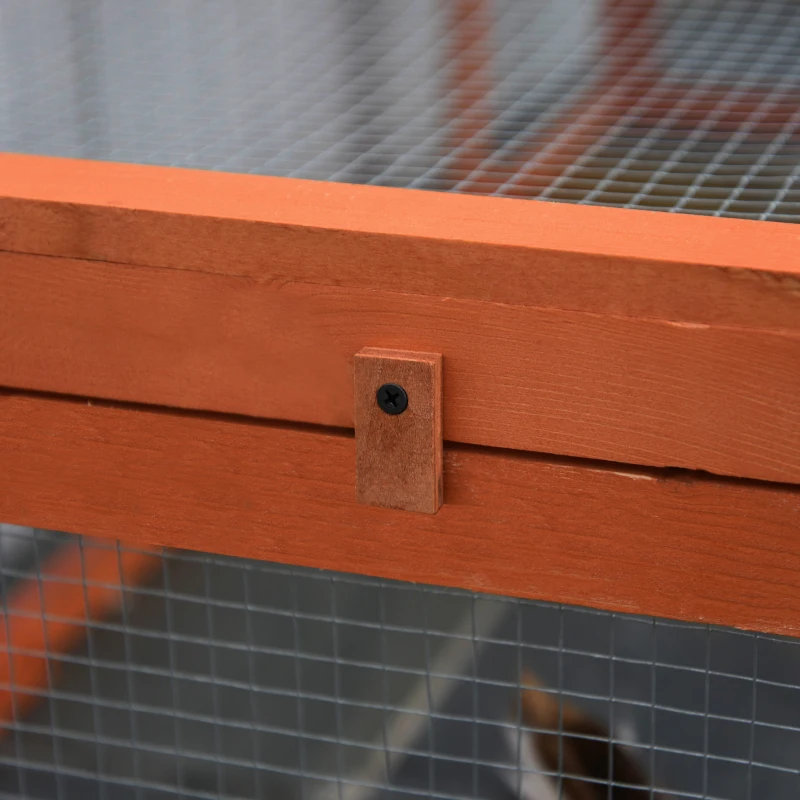 Pawhut Freilaufgehege für Kleintiere Aufklappbares Dach Tannenholz Orange