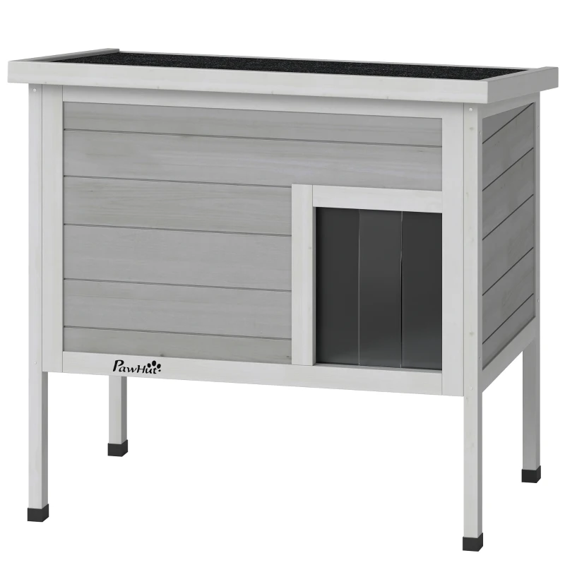 PawHut Outdoor Cat House, Insulated Cat Shelter with Insulated Liner, Waterproof Asphalt Roof, Escape Door, Opening Top