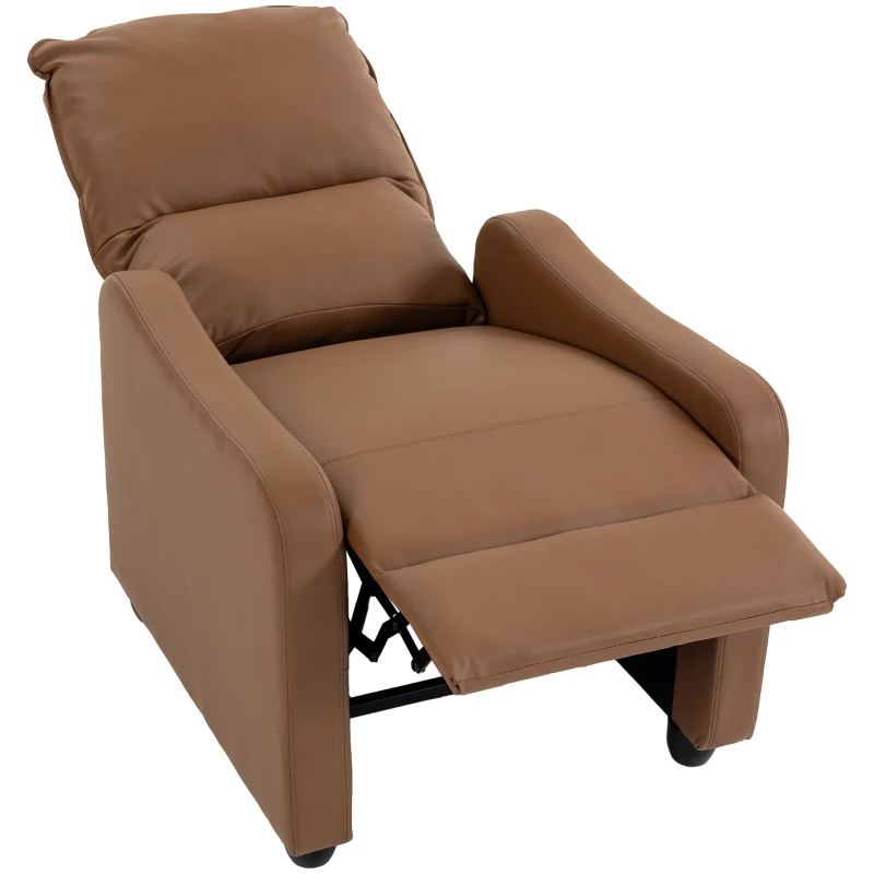 HOMCOM Manueller Relaxsessel 155° mit Fußstütze, in PU-Leder, für Wohnzimmer und Schlafzimmer, Dunkelbraun