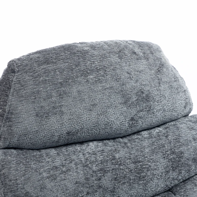 HOMCOM Schommelstoel van chenille, fauteuil voor kleermakerszit met dubbellaags kussen, zachte rugleuning en onderstel van rubberhout, donkergrijs