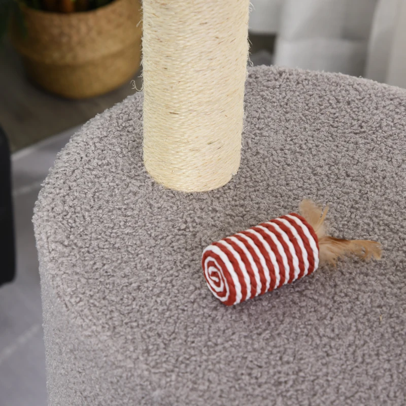 PawHut Árbol Rascador para Gatos Altura 148 cm Árbol para Gatos con Postes de Sisal Plataformas Casa y Bola Colgante Gris