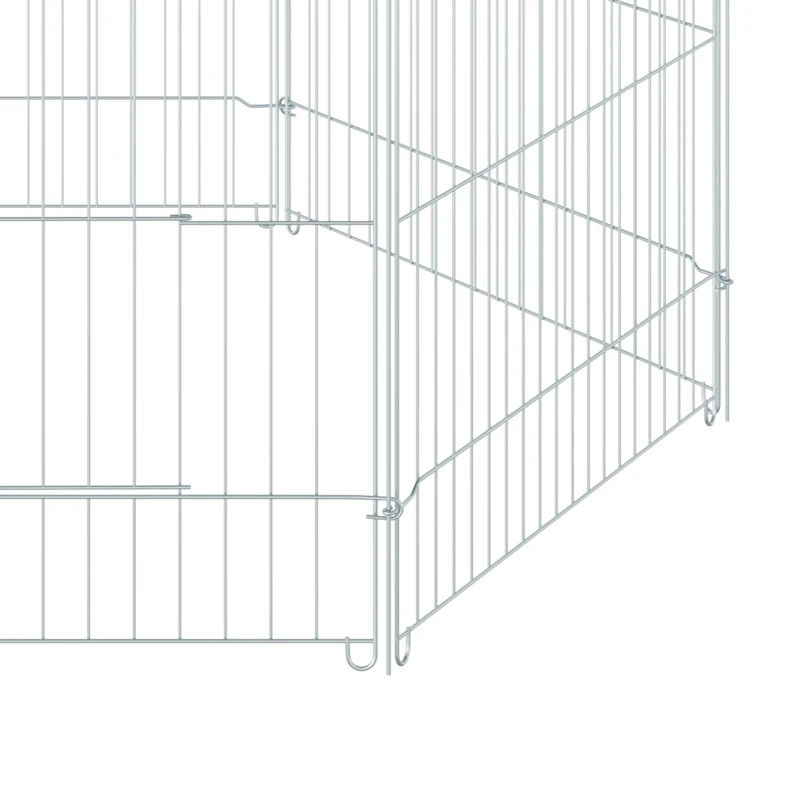 PawHut Parque de Juegos para Perros 6 Paneles 59x60 cm Plegables Empalme libre Valla Metálica para Mascotas con Puerta con Pestillo y Toldo Superior para Jardín Patio Exterior Plata