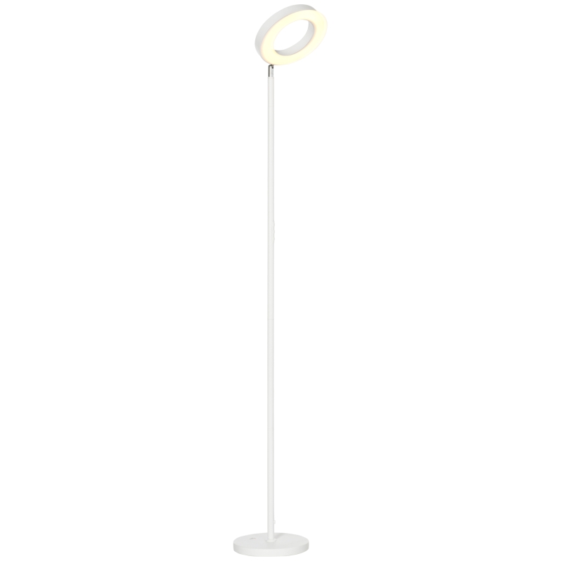 HOMCOM Lámpara de Pie Inteligente WiFi Lámpara Moderna con LED Regulable RGB 42W para Salón Dormitorio Ø25x168cm Blanco