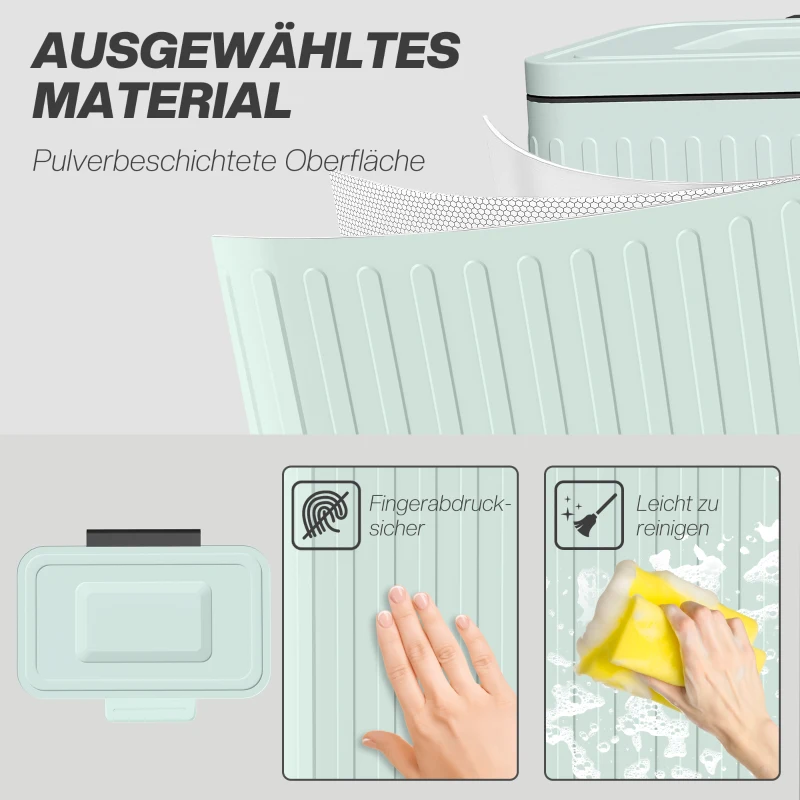 HOMCOM Küchenmülleimer, 2 x 20 L-Fächer, effiziente Mülltrennung, Fußpedal, Kunststoff, Metall, Grün