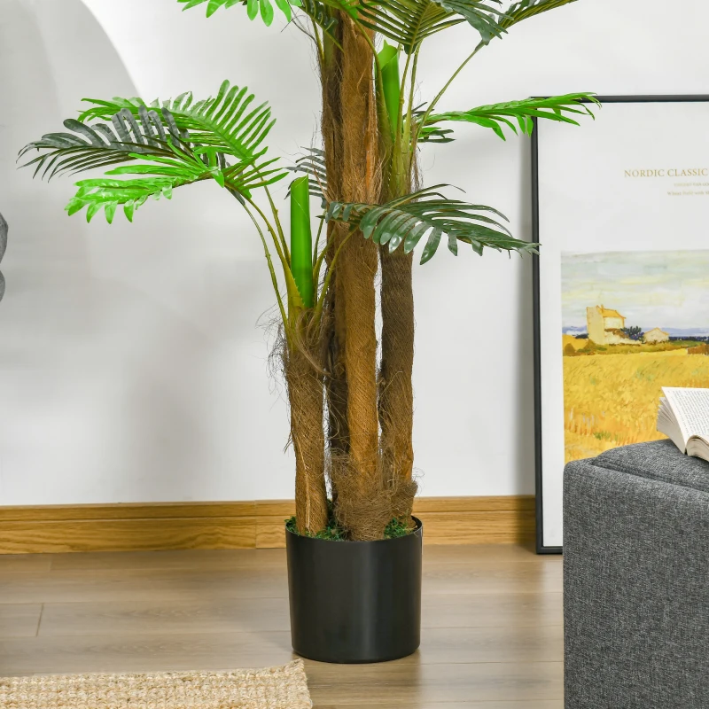 HOMCOM Palma Artificiale in Vaso con 42 Foglie, Pianta Finta Realistica per Interno ed Esterno, 185cm