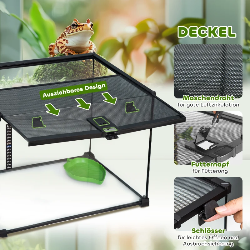 PawHut terrarium voor reptielen 50 cm x 30 cm x 35 cm