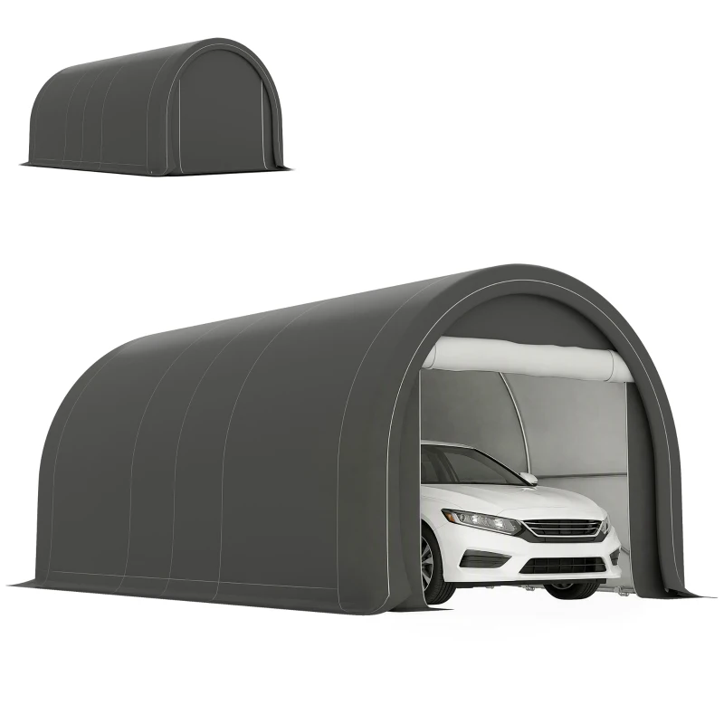 Outsunny Tendone da Giardino per Auto e Attrezzi con Ingresso a Cerniera, Picchetti e Funi, 500x300x240 cm