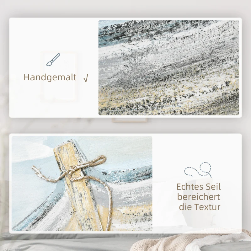 HOMCOM Wandbild "Boot am Strand" Nostalgisch 80L x 80B x 2,8H cm
