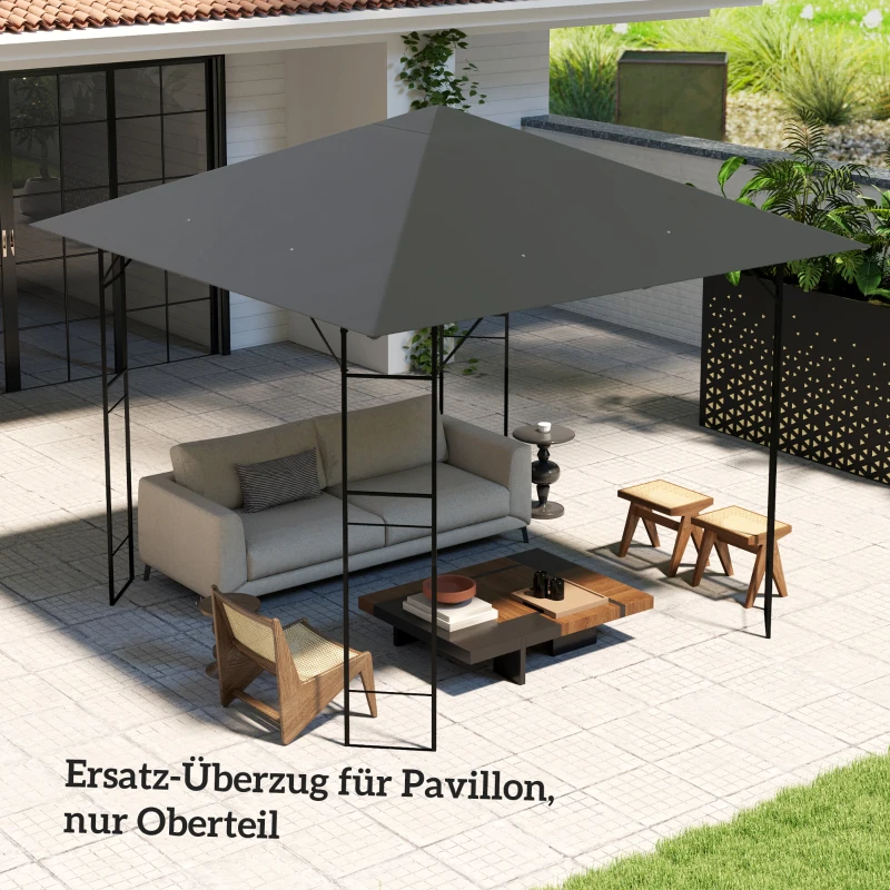 Outsunny Ersatzdach für Pavillon 3 x 3 m wasserabweisend Pavillondach UPF30+ Ersatzbezug Oxford-Stoff, 370 g/m², Grau