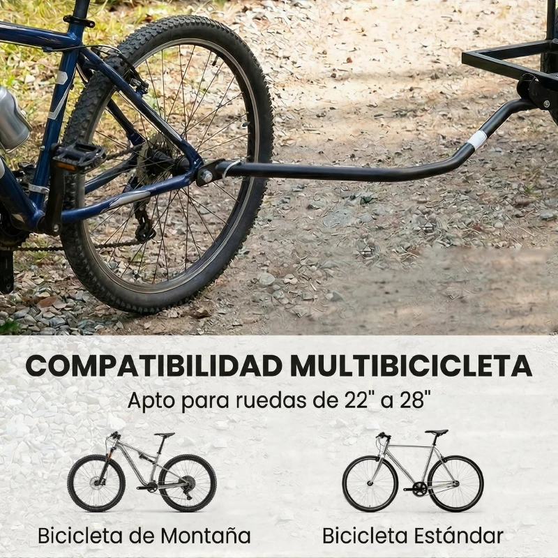 SPORTNOW Remolque de Bicicleta para Carga 40 kg Carro de Mano de Acero con Bandera Roja Ruedas de 16 Pulgadas 145x60x42 cm Negro