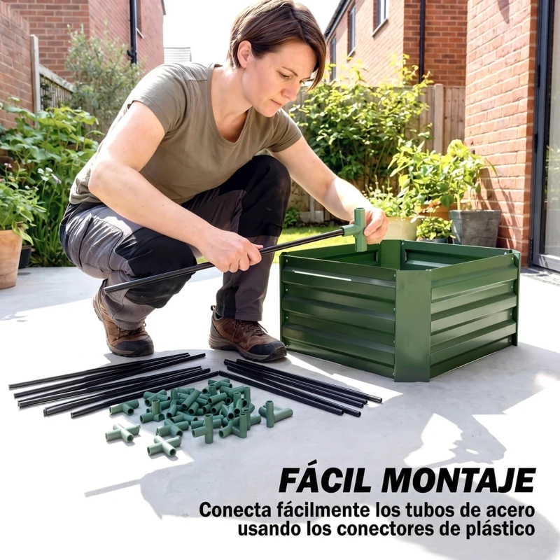 Outsunny Jardinera Exterior Grande con Enrejado y Fondo Abierto para Plantas Trepadoras 61x61x140 cm Verde