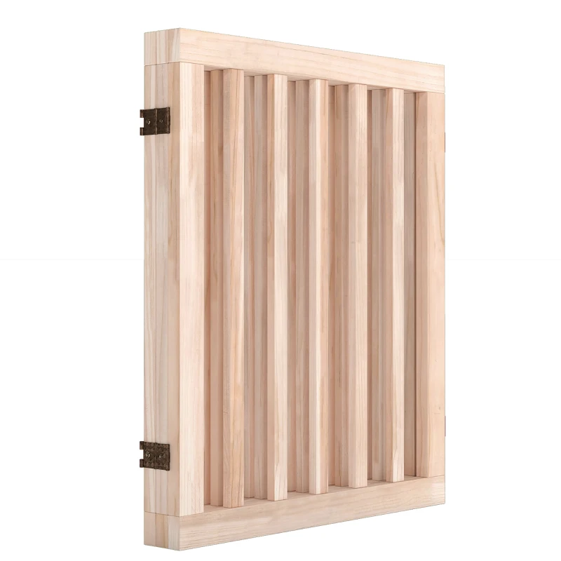 PawHut Wooden Dog Gate, 3-Panel Freestanding Pet Gates Indoor with 2 Support Feet and 360° Flexible Hinges, Natural