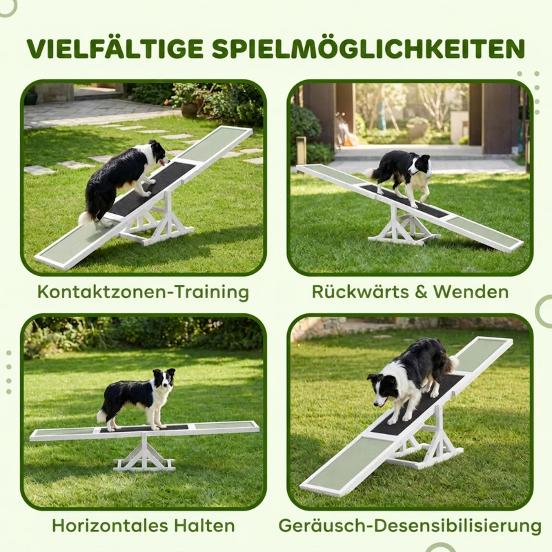 PawHut Hundewippe für Agility Training, rutschfest, bis 50 kg belastbar, 180 x 30 x 30 cm