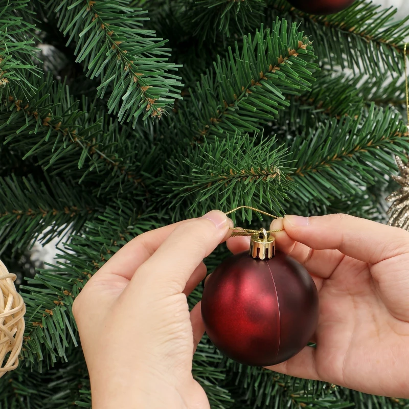 HOMCOM Sapin de Noël Artificiel 210 cm, Branches Articulées en PE et PVC Ignifuges, Support en Acier Pliable, Vert
