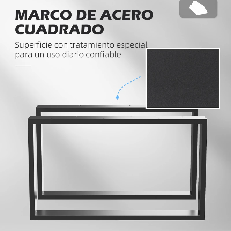 HOMCOM Conjunto de 2 Patas para Mesa Patas de Diseño Rectangular con Tornillos Incluidos para Mesa DIY 70x41 cm Negro